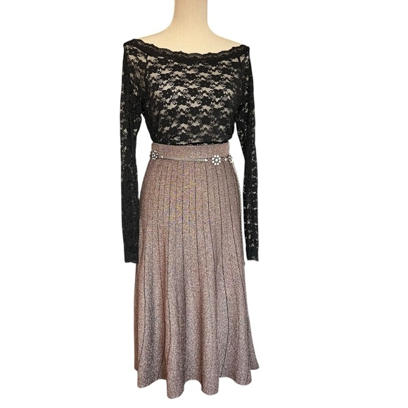 Reiss Bronze Metallic Shimmer Knitted Midi Skirt Size Small NWT - Picture 11 of 16